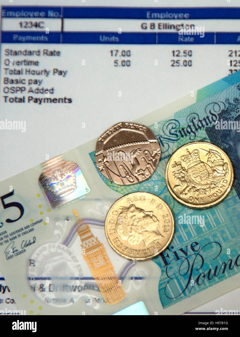 Salaire minimum national est de £7,20 de l'heure d'octobre 2016, Londres Banque D'Images