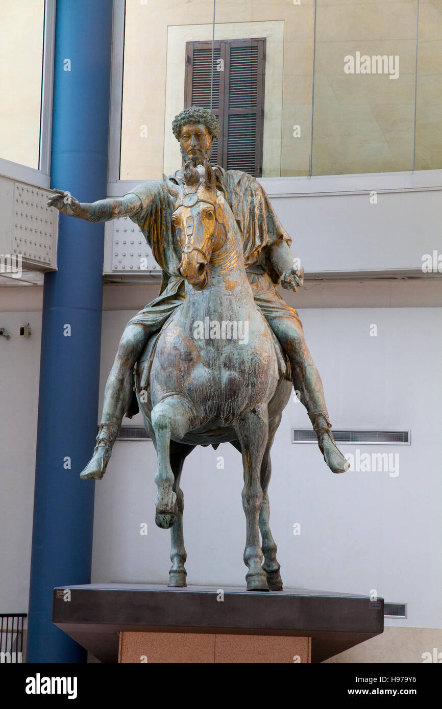 Marco Aurelio empereur à cheval, l'Italie, les musées du Capitole, Musei Capitolini, monument touristique du patrimoine de l'art Banque D'Images