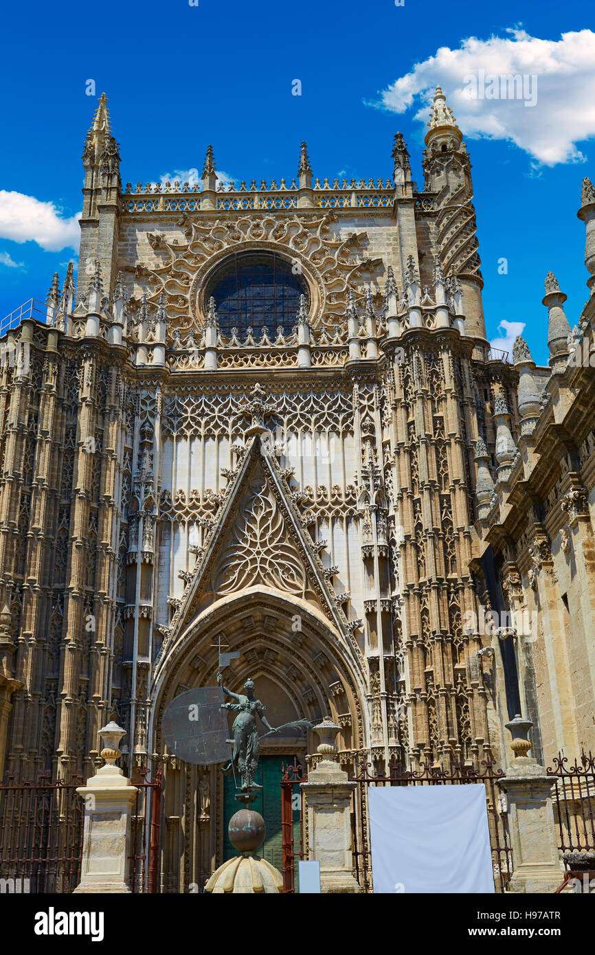 La cathédrale de Séville Saint Christopher Sevilla Andalousie Espagne porte Banque D'Images