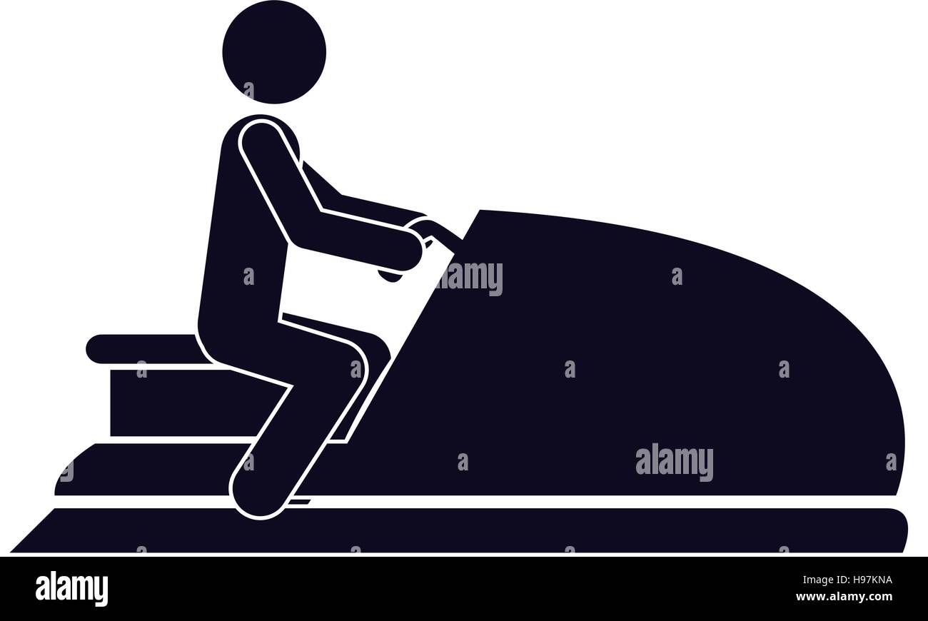 Silhouette monochrome avec l'homme dans le jet ski vector illustration Illustration de Vecteur