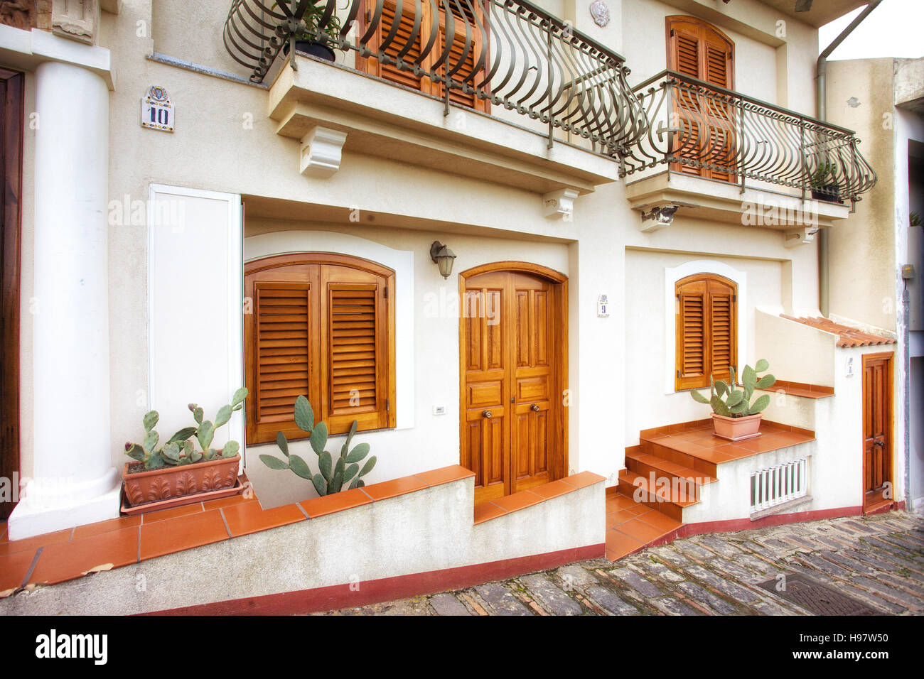 Centre historique de Savoca, Messine, Sicile. Banque D'Images
