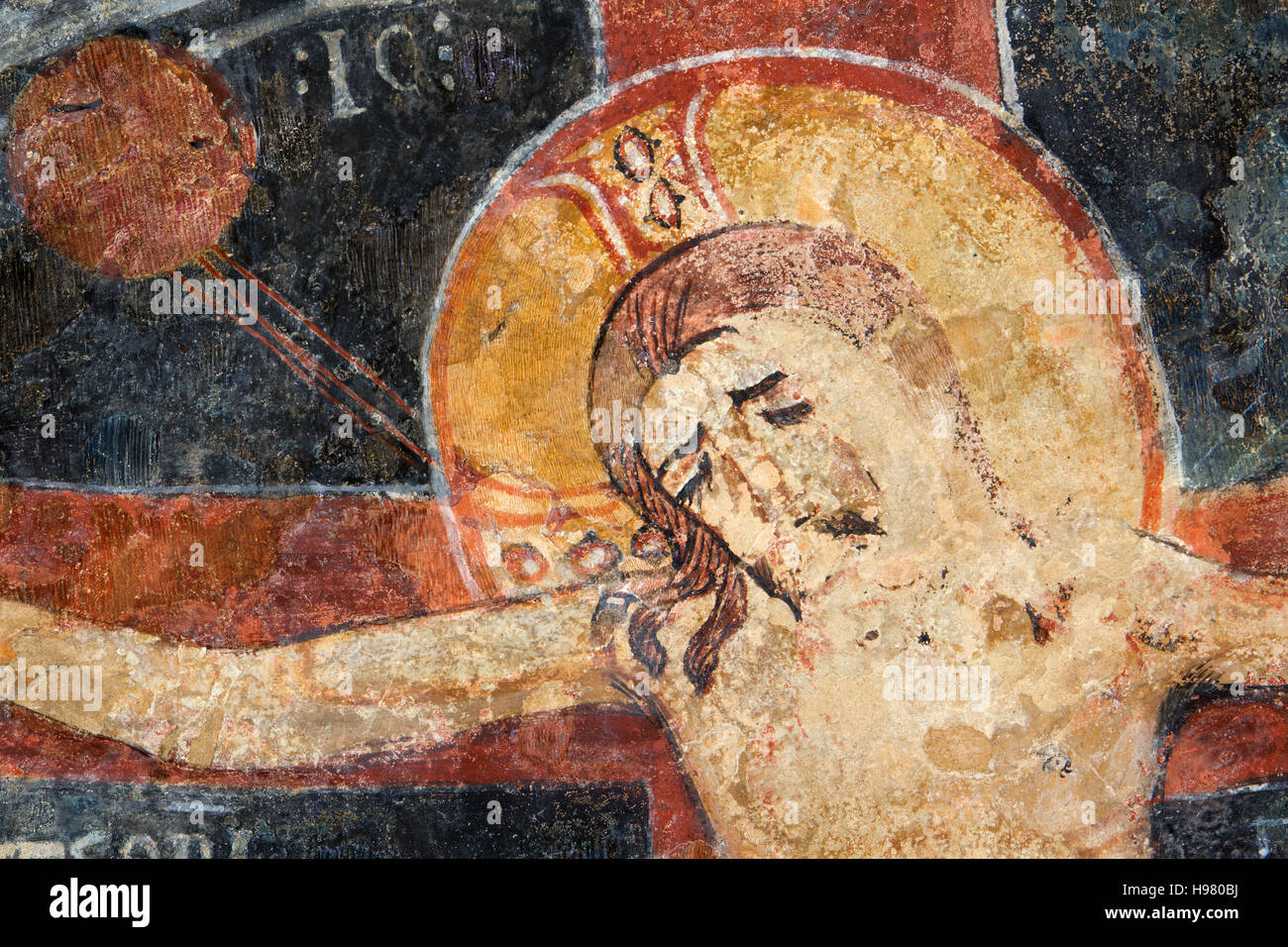 Fresques de l'église de roche de la grotte de Saints dans Licodia Eubea Banque D'Images