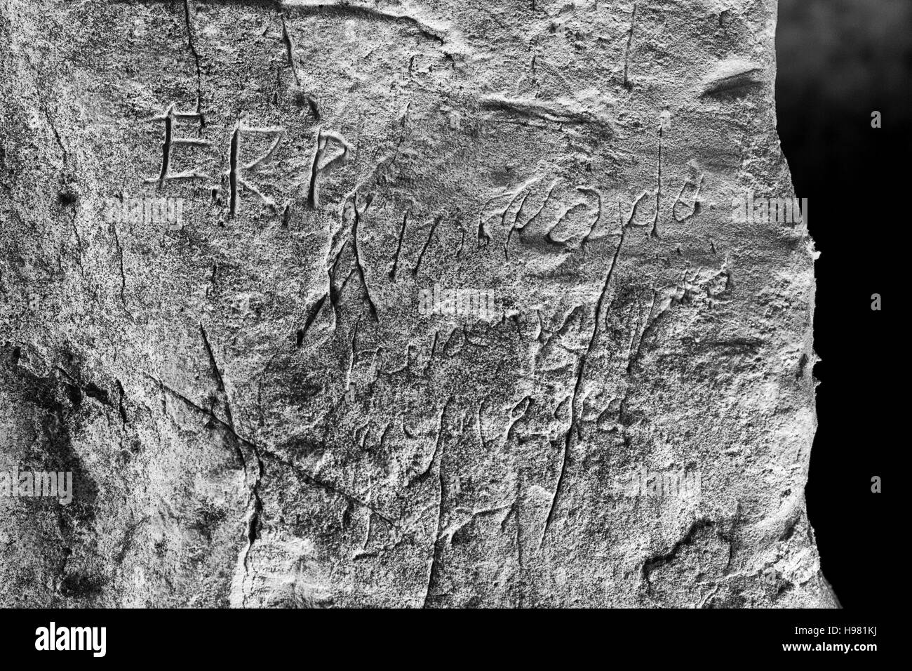 Catacomb de Senebardo, gravures, de Palazzolo Acreide, Sicile Banque D'Images