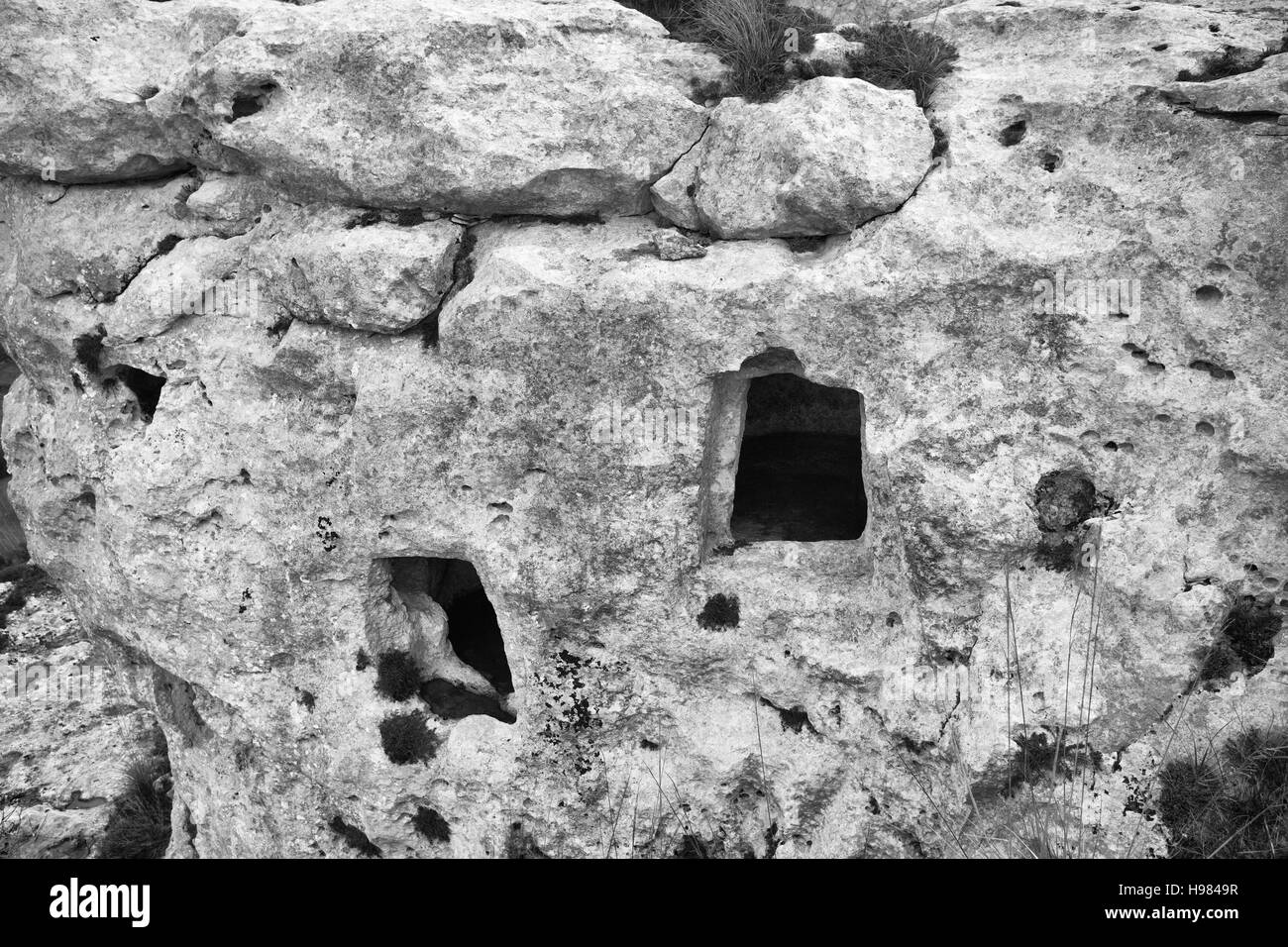 Tombes préhistoriques à Palazzolo Acreide, Sicile Banque D'Images