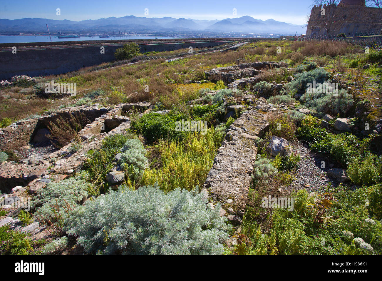 Forteresse, citadelle fin château de Milazzo, Sicile Banque D'Images