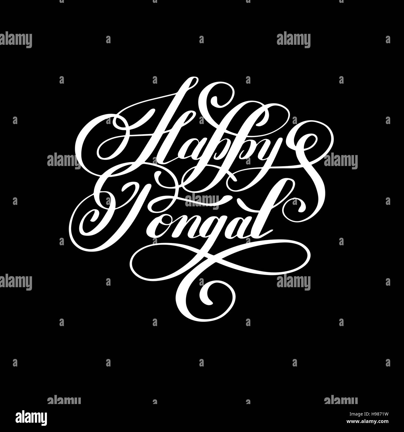 Happy pongal lettrage d'encre manuscrite à l'occasion d'inscription o Illustration de Vecteur