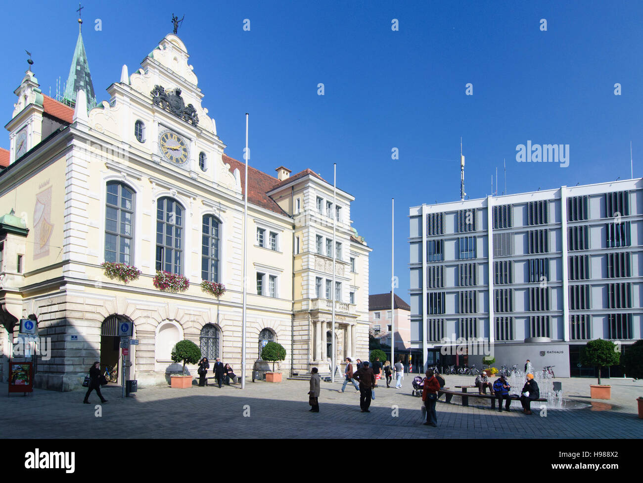 Ingolstadt : Ancienne et nouvelle Mairie, Oberbayern, Upper Bavaria, Bayern, Bavière, Allemagne Banque D'Images