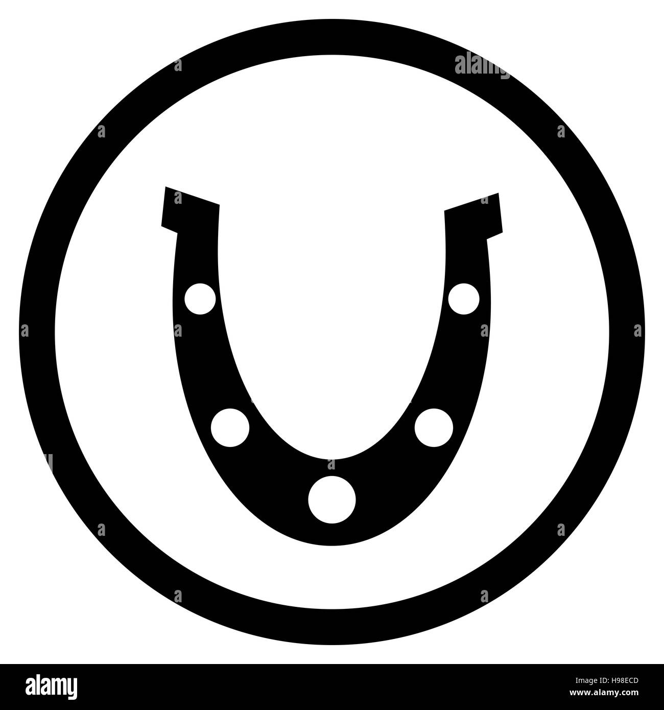 L'icône cheval noir. Vecteur de Horseshoe, l'ouest et de la chance, horseshoe illustration isolé Banque D'Images