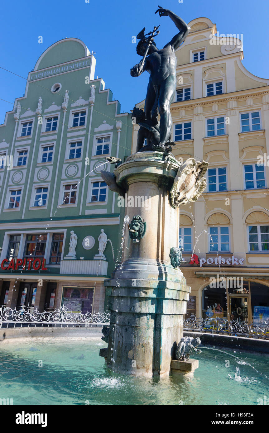 Augsburg : Merkurbrunnen (fontaine de mercure), Schwaben, souabe, Bayern, Bavière, Allemagne Banque D'Images