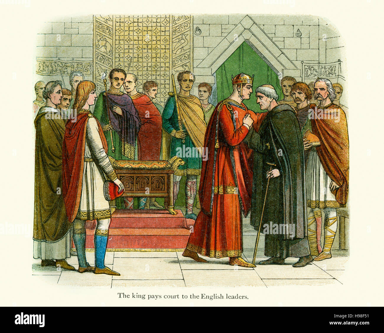 Le roi Guillaume le Conquérant et les dirigeants de l'anglais. Banque D'Images
