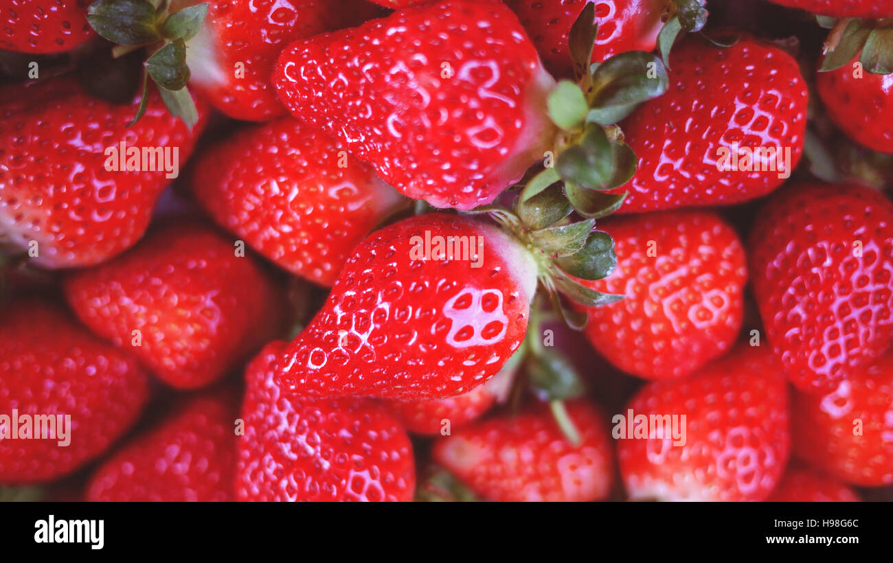 Arrière-plan de fraise mûre juteux rouge Banque D'Images