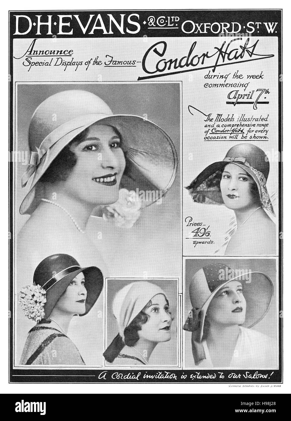 1930 La publicité pour la D.H. Evans Department Store à Oxford Street, Londres Banque D'Images