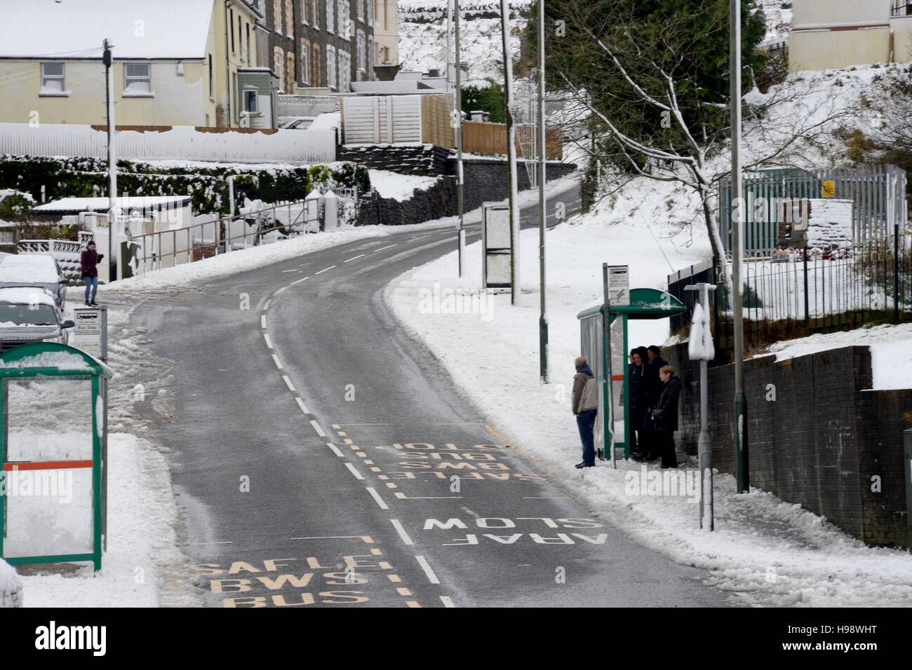 Pays de Galles, Royaume-Uni. 20 novembre, 2016. La neige dans le village de Fochriw dans le sud du Pays de Galles. Crédit : Steven Phillips/Alamy Live News Banque D'Images