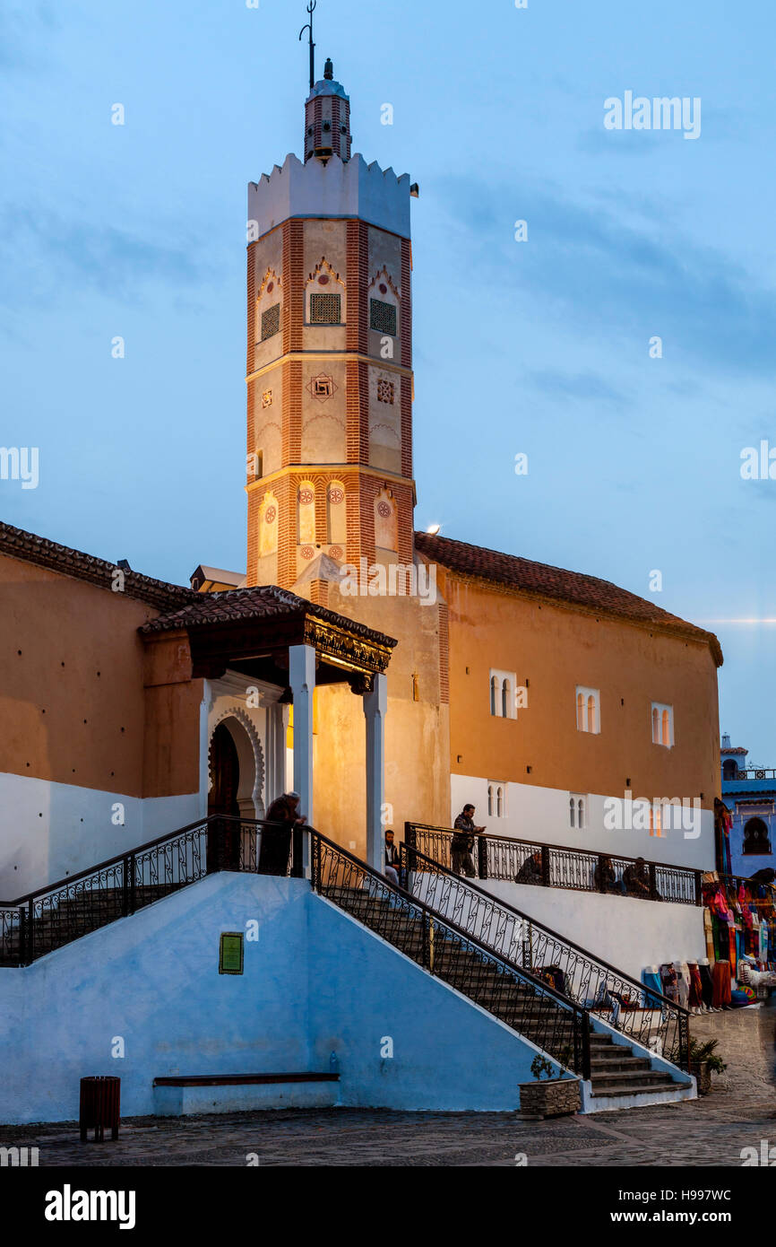 La Grande Mosquée, Plaza Uta el-Hammam, Chefchaouen, Maroc Banque D'Images