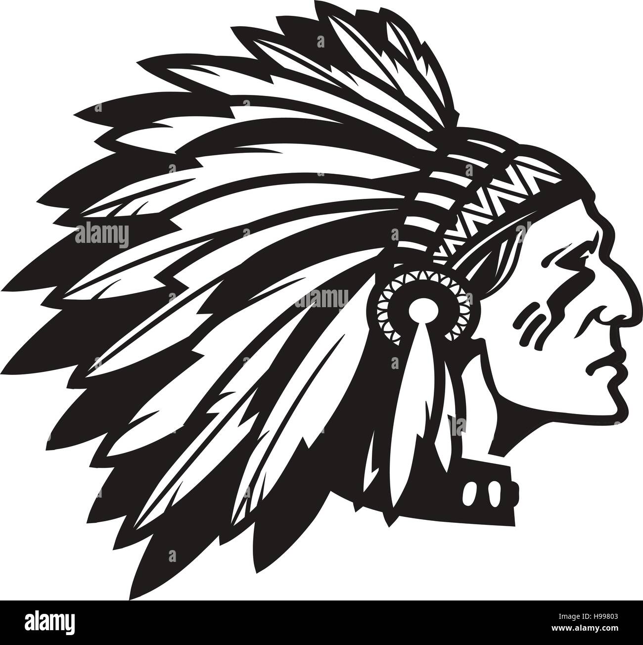 American Indian Chief. Logo ou une icône. Vector illustration Illustration de Vecteur