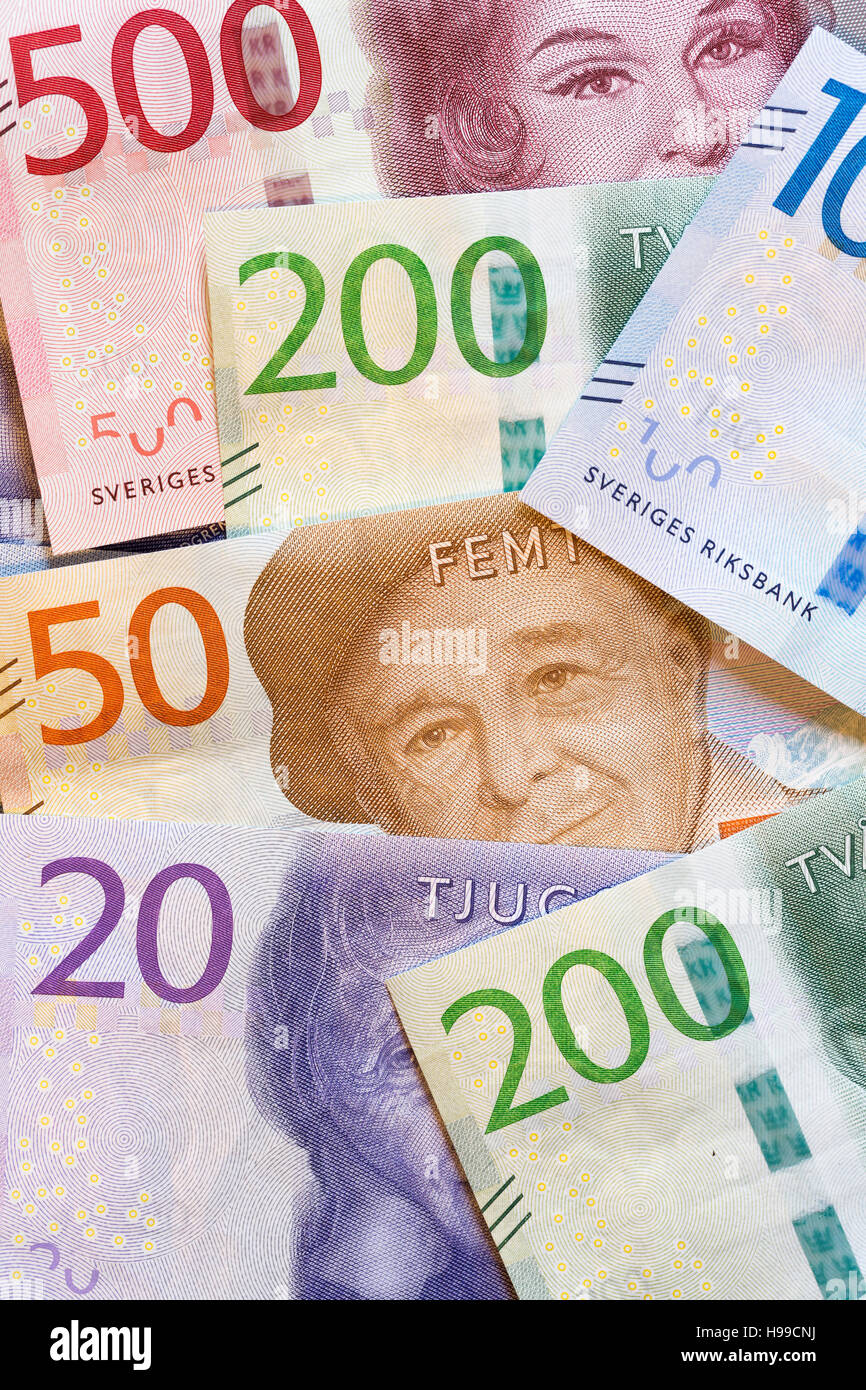 Monnaie suédoise (Notes) Close Up. Banque D'Images