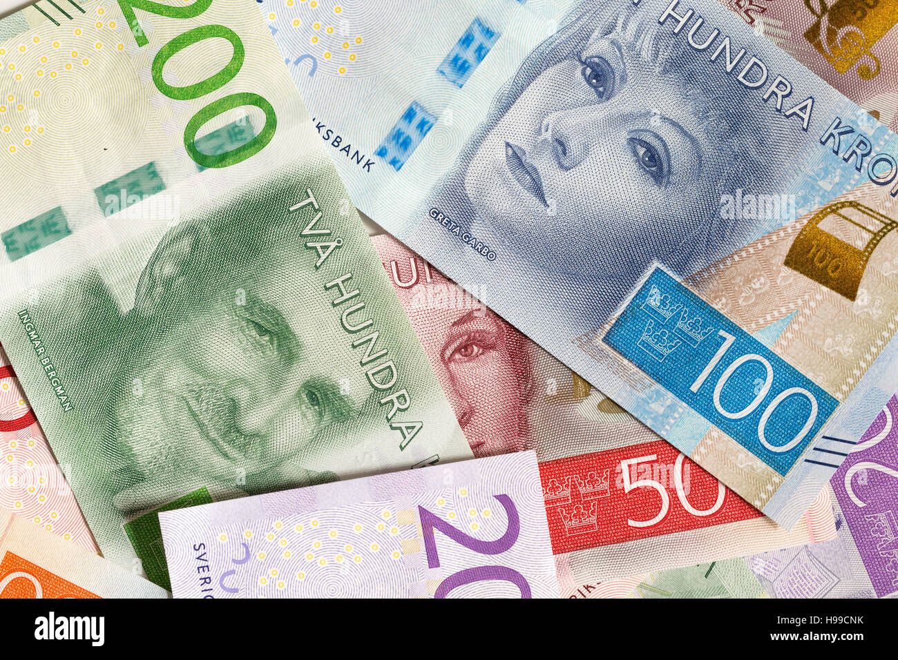 Monnaie suédoise (Notes) Close Up. Banque D'Images