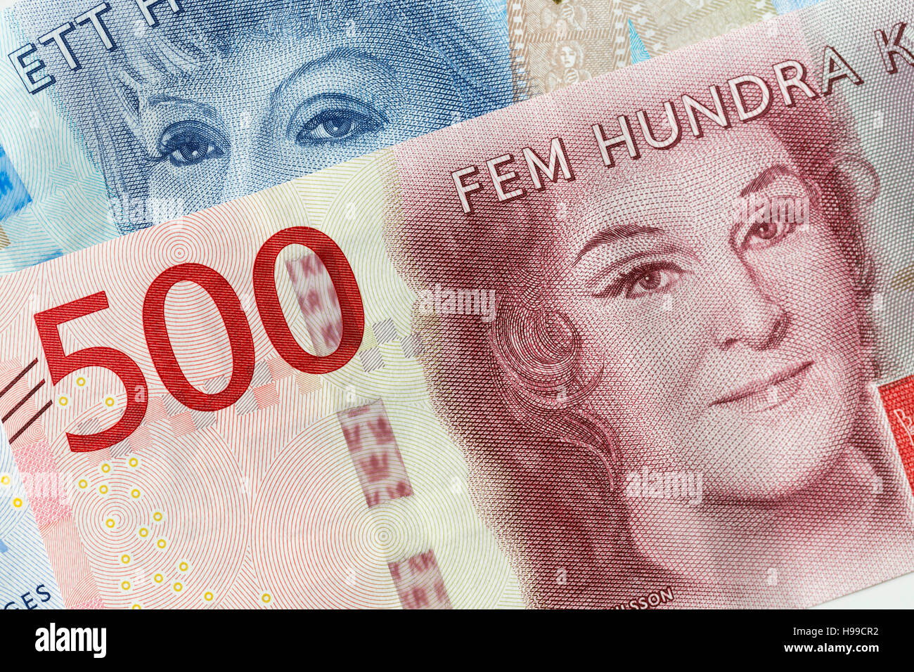 Monnaie suédoise (100 et 200 notes) Close Up. Banque D'Images