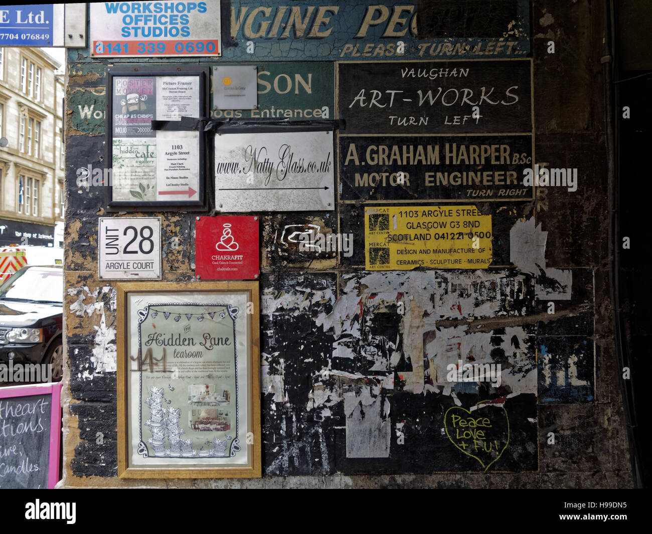 L'hidden lane Glasgow finnieston un moyeu d'artistes de la petite entreprise Banque D'Images