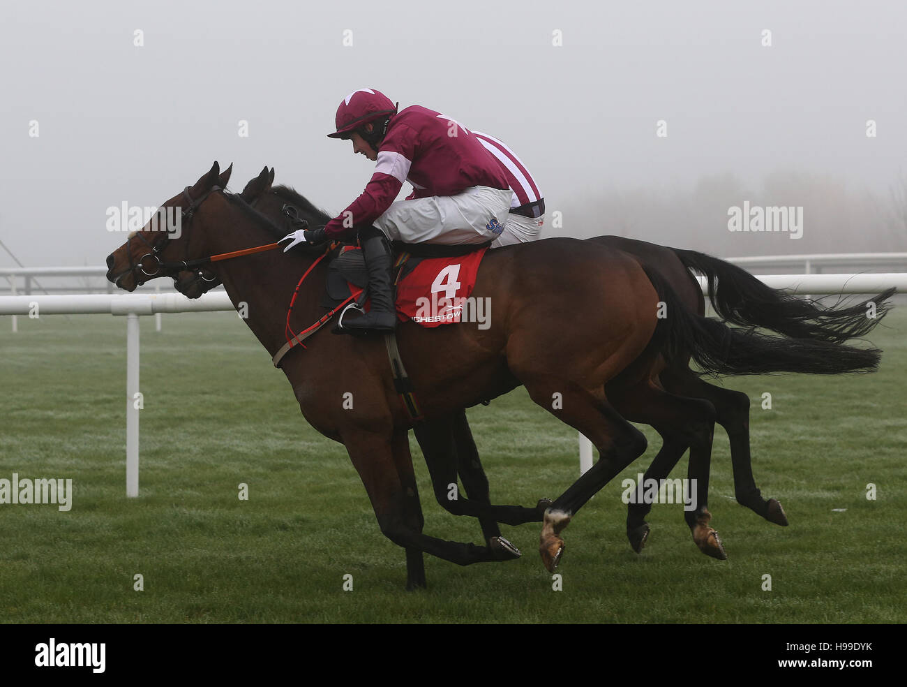 Voleur d'identité monté par Bryan Cooper races à l'écart de la dernière sur la façon de gagner le nettoyage Ryans Craddockstown Novice Steeple lors de la deuxième journée de l'Odense Festival à Punchestown racecourse, Naas, Co Kildare. Banque D'Images