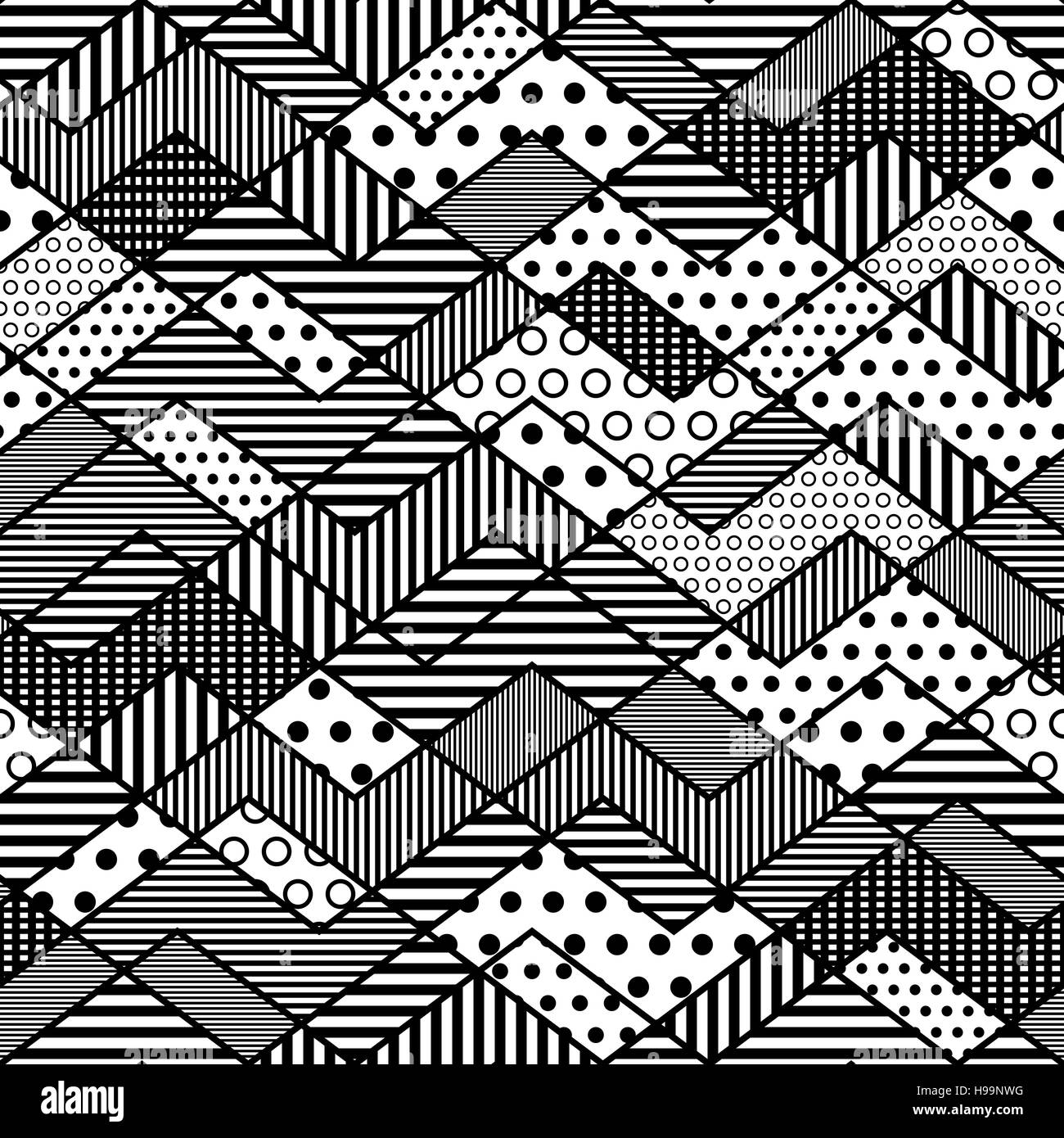 Motif patchwork géométrique monochrome - vector illustration eps 8. Illustration de Vecteur