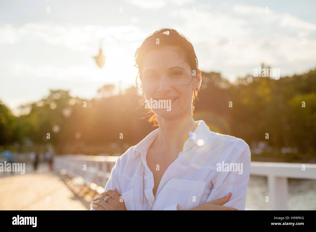 Portrait of businesswoman with brown hair Banque D'Images