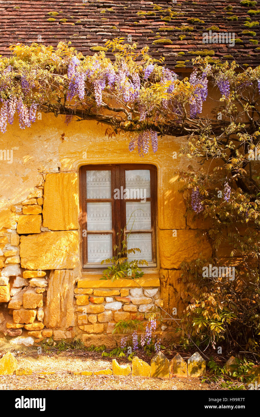 Une maison en pierre typique de la Dordogne région de France. Banque D'Images