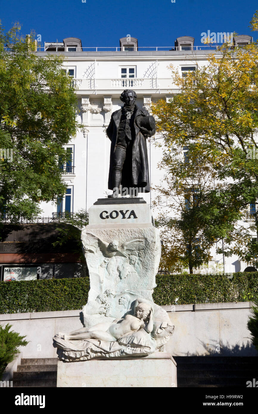 Statue de Goya Madrid Espagne El Prado museum art Banque D'Images