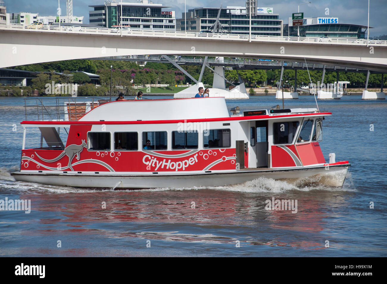CityHopper ferry boat sur le fleuve de Brisbane, Brisbane, Brisbane, Queensland, Australie Banque D'Images