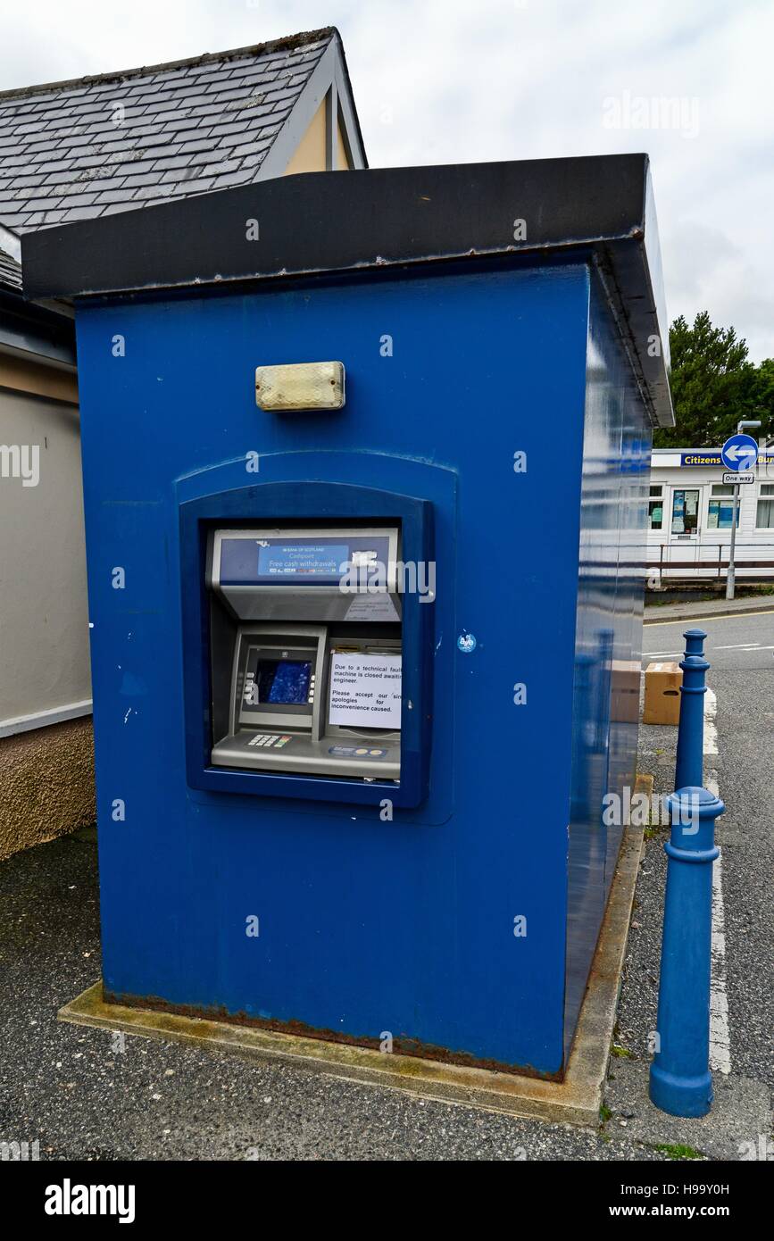 Cash Machine cassée - Tarbert, Harris Banque D'Images