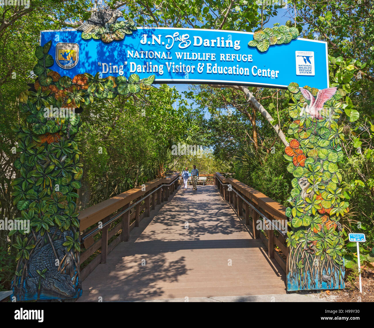 La Floride, l'île de Sanibel, J.N. 'Ding' Darling National Wildlife Refuge, et le Centre d'éducation des visiteurs Banque D'Images