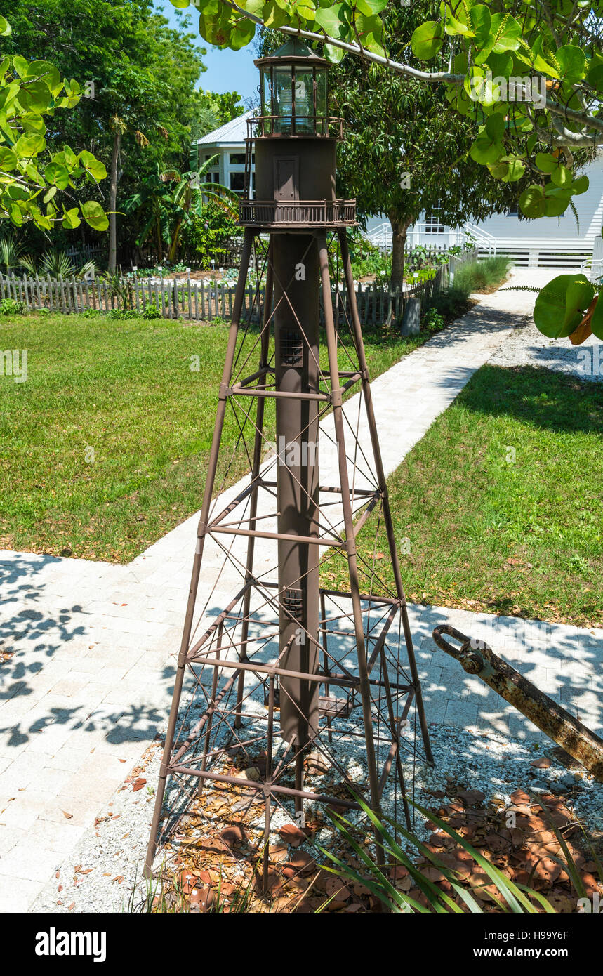 La Floride, l'île de Sanibel, Sanibel Historical Museum & Village, modèle phare de Sanibel Banque D'Images