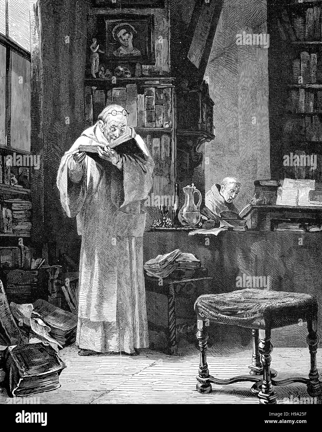 Des études scolaires au début de la Réforme protestante, moyen-âge, 1500, illustration historique Banque D'Images