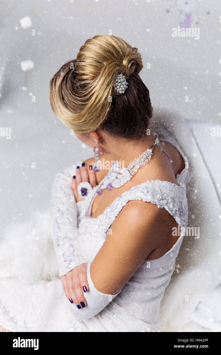 Close-up of suite nuptiale babette coiffure Banque D'Images