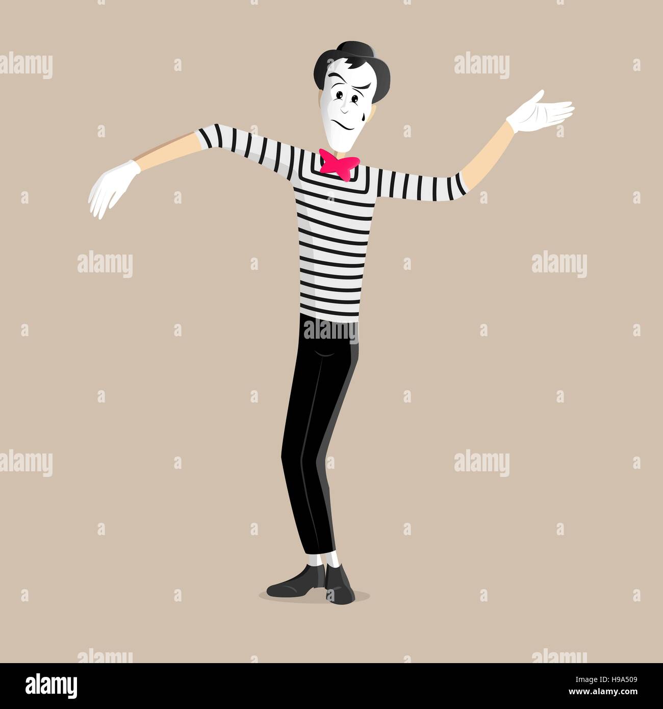 Un mime effectuant une pantomime appelée waving Illustration de Vecteur