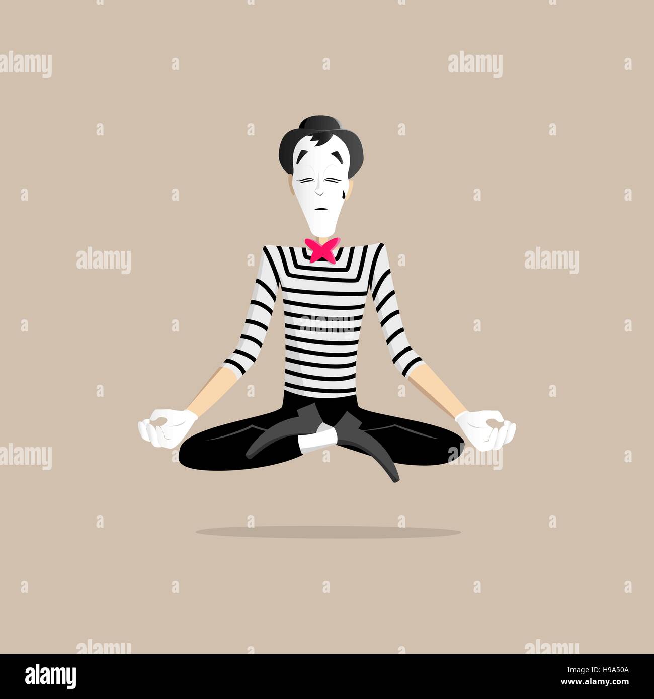 Un mime effectuant une pantomime appelée la méditation Illustration de Vecteur