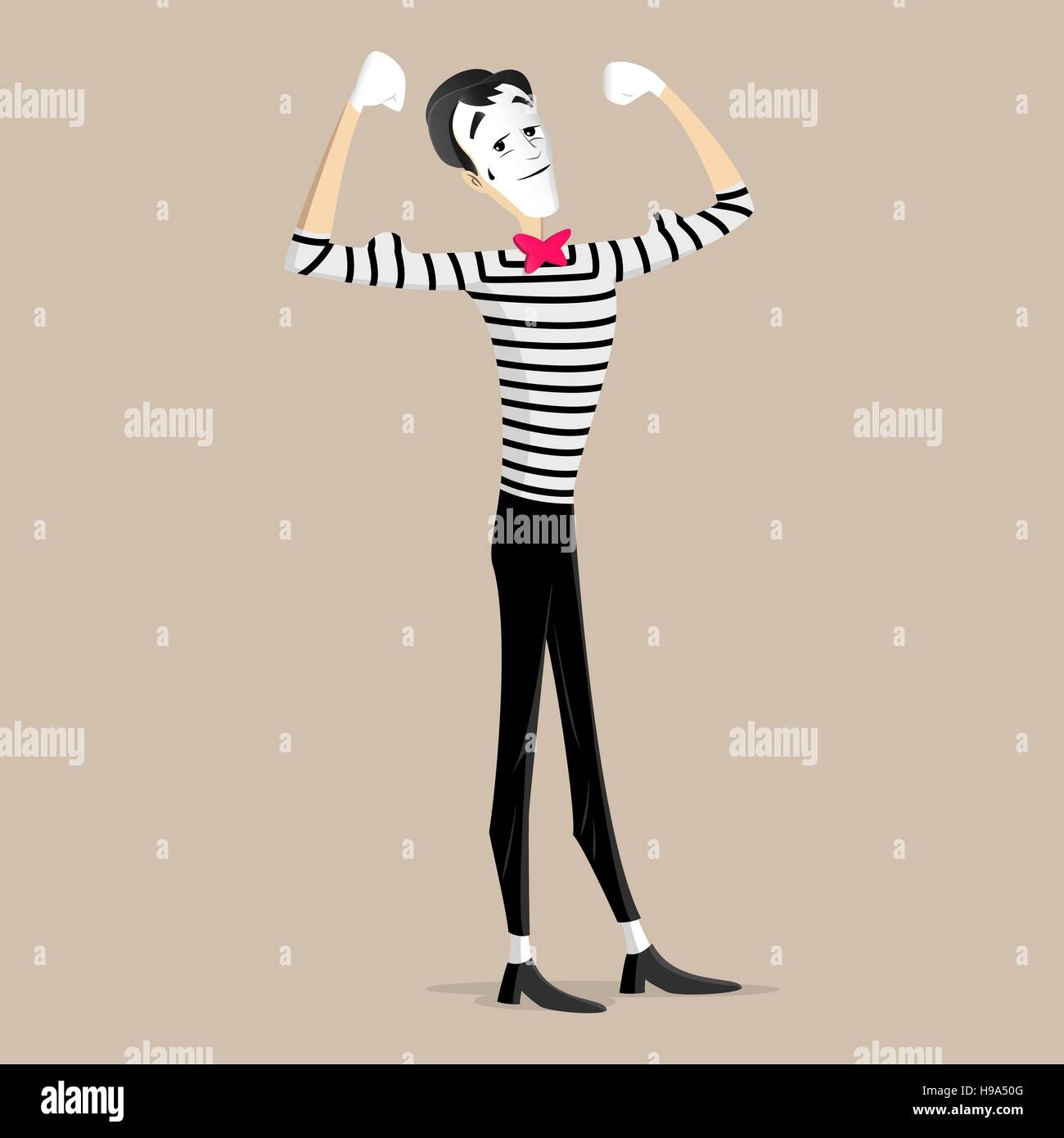 Un mime l'exécution d'un bodybuilder appelé pantomime Illustration de Vecteur