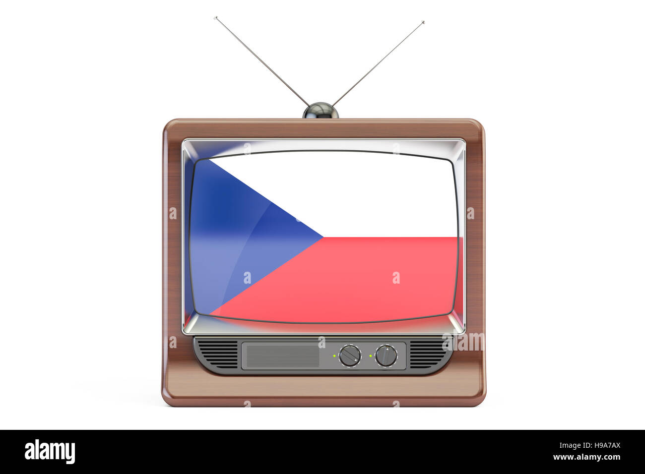 Téléviseur avec le drapeau de la République tchèque. Concept de télévision, rendu 3D Banque D'Images Téléviseur avec le drapeau de la République tchèque. Concept de télévision, rendu 3D Banque D'Images