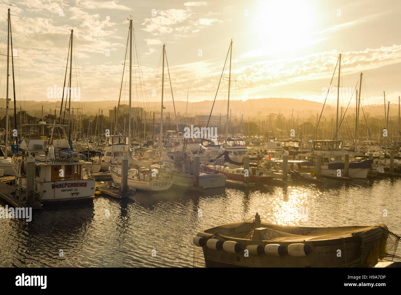 La ville et la plage de Monterey en Californie sur la côte centrale, le robuste. Son Cannery Row, un centre de l'industrie du conditionnement de la sardine. Banque D'Images