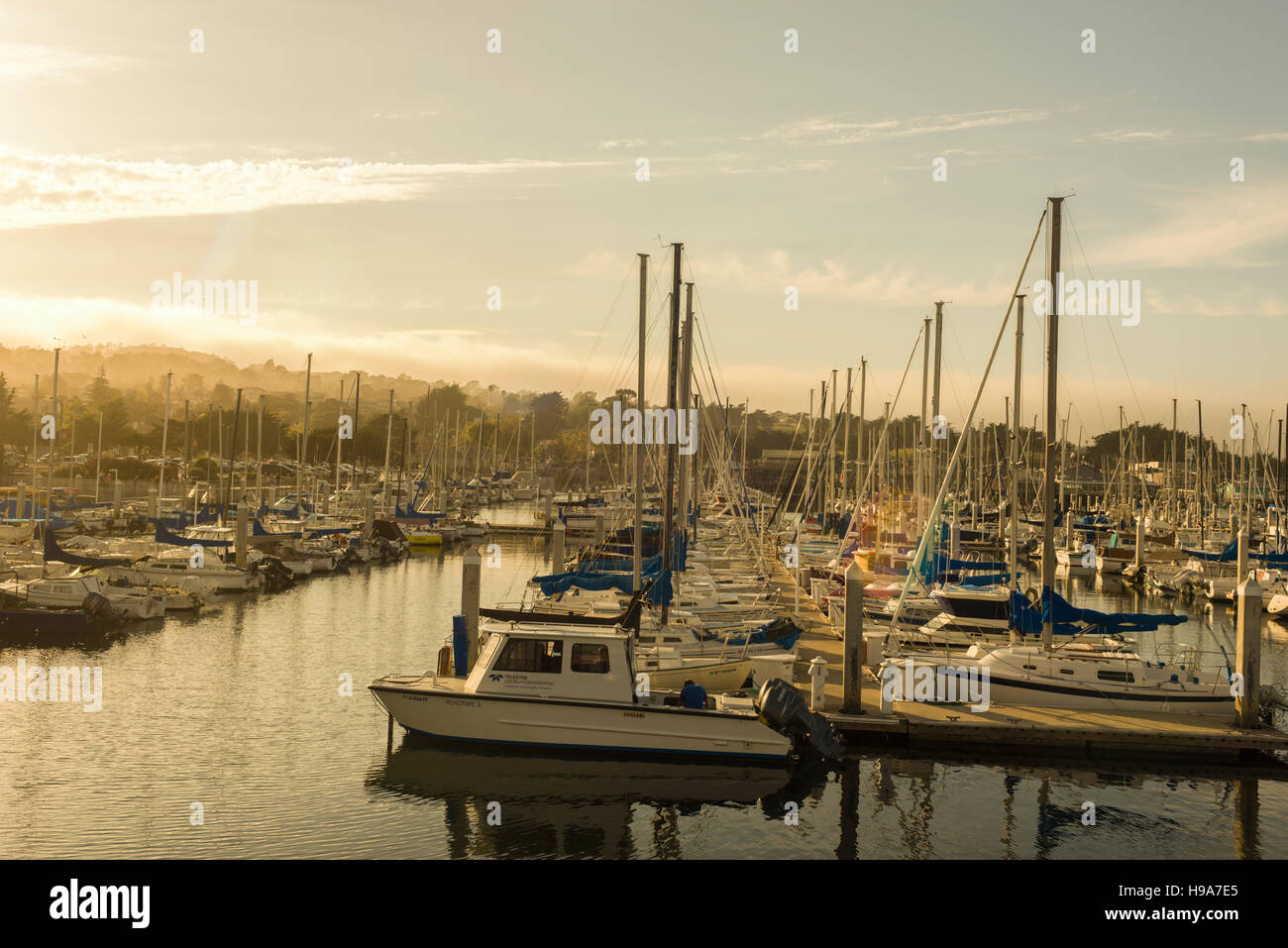 La ville et la plage de Monterey en Californie sur la côte centrale, le robuste. Son Cannery Row, un centre de l'industrie du conditionnement de la sardine. Banque D'Images