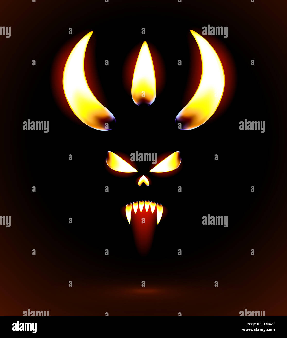 Silhouette rougeoyante du diable Banque D'Images