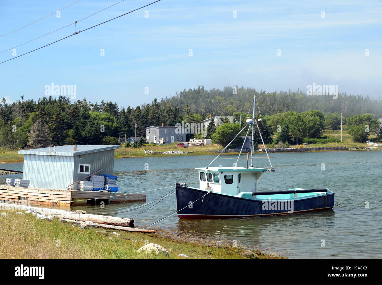 Bateaux amarrés à l'île White Head, New Brunswick, Canada Banque D'Images