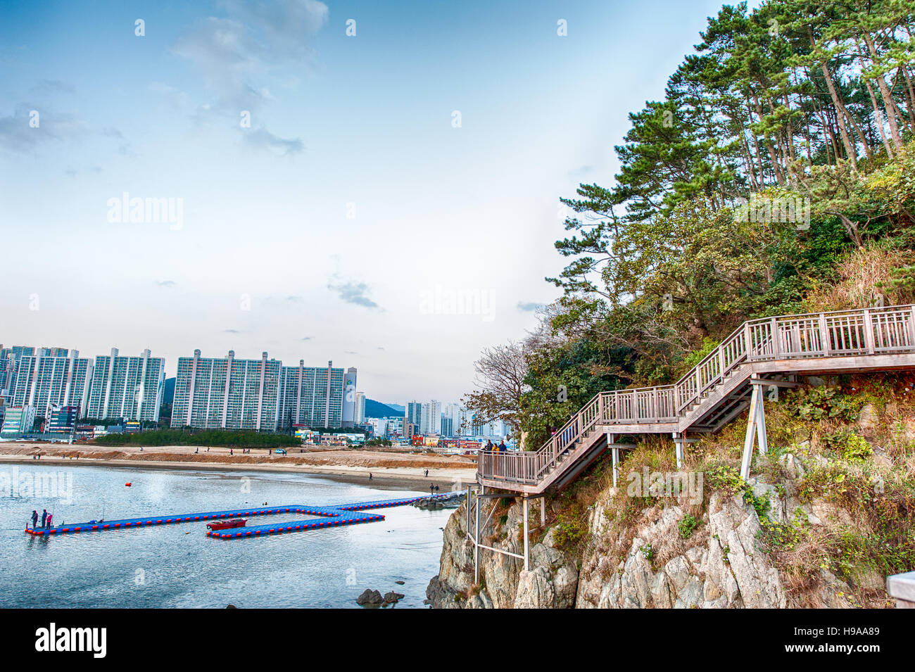 Coup de Busan une passerelle à Dadaepo beach en Corée du Sud Banque D'Images