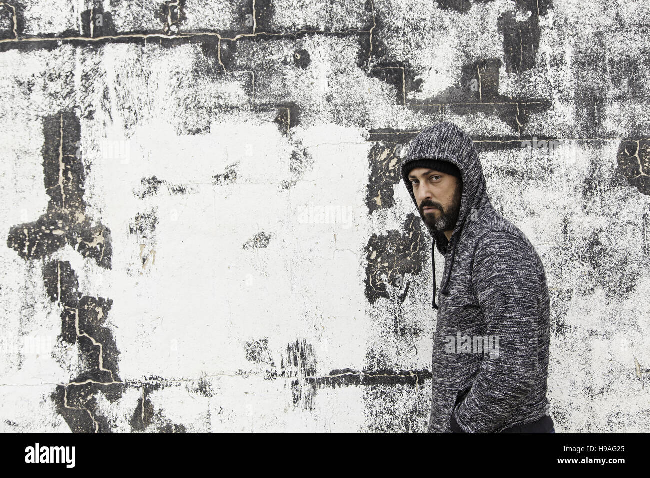 Garçon désespéré rappeur urban street Banque D'Images