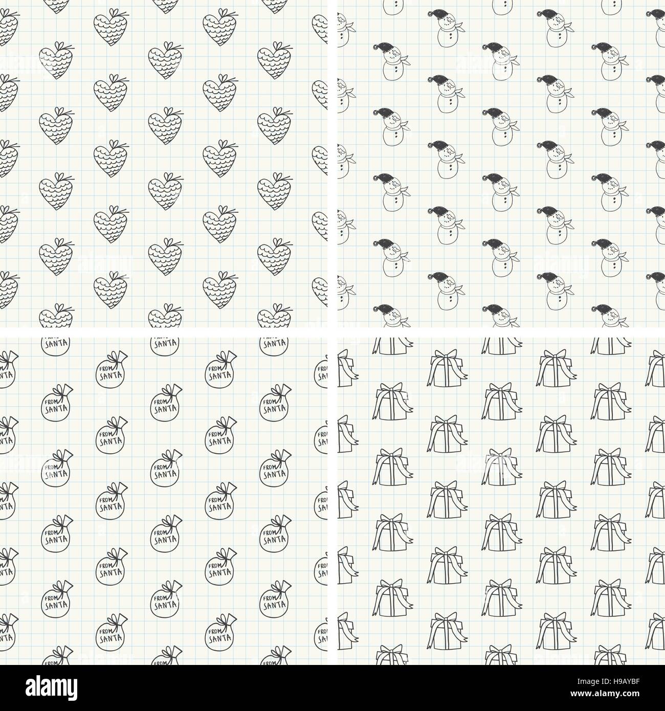 Hand Drawn Seamless Pattern Collection Noël Illustration de Vecteur