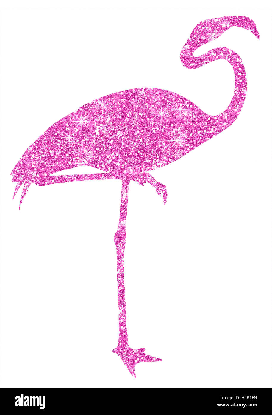 Flamingo Pink Sparkly Silhouette Banque D'Images
