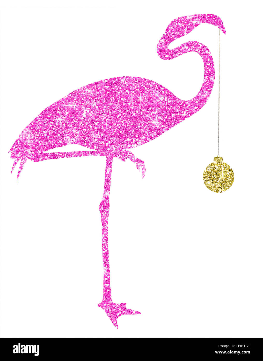 Rose de noël ornement or Flamingo Silhouette de Vacances Banque D'Images