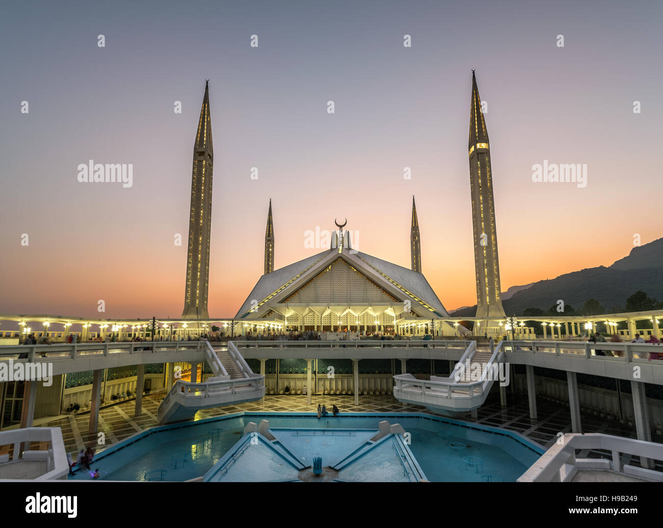 La mosquée Faisal est la plus grande mosquée du Pakistan situé dans la capitale Islamabad Banque D'Images