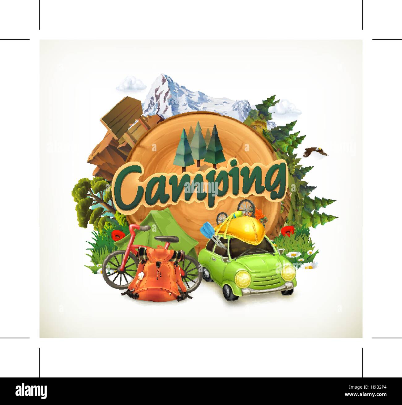 Le camping, le temps d'aventure, vector illustration Illustration de Vecteur