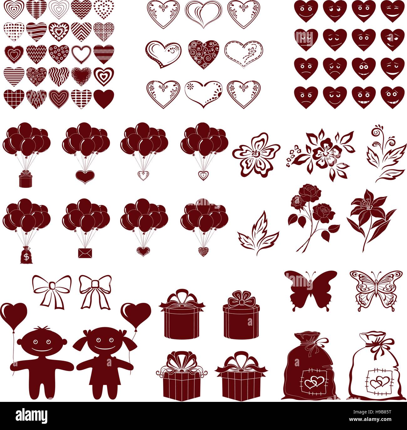 Jeu de silhouettes, Valentine Illustration de Vecteur